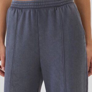 Women XL Comfy Pull on /High Rise Seamed Wide-Leg Sweat Pants Bluish Gray